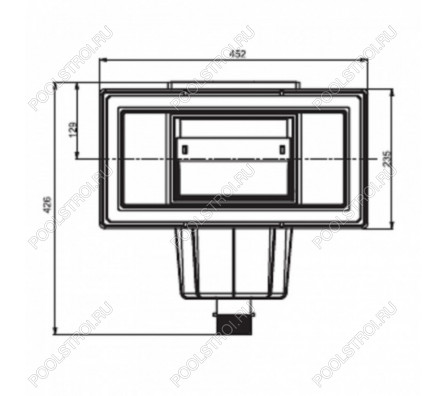 Скиммер из ABS-пластика. 15 л. c широким раструбом. подкл.внутр. 2