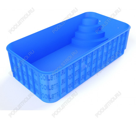 Полипропиленовый бассейн Standart mini. 5х2.5х1.5. угловая r. скиммерный. закругленные. r 500 мм. 8 мм
